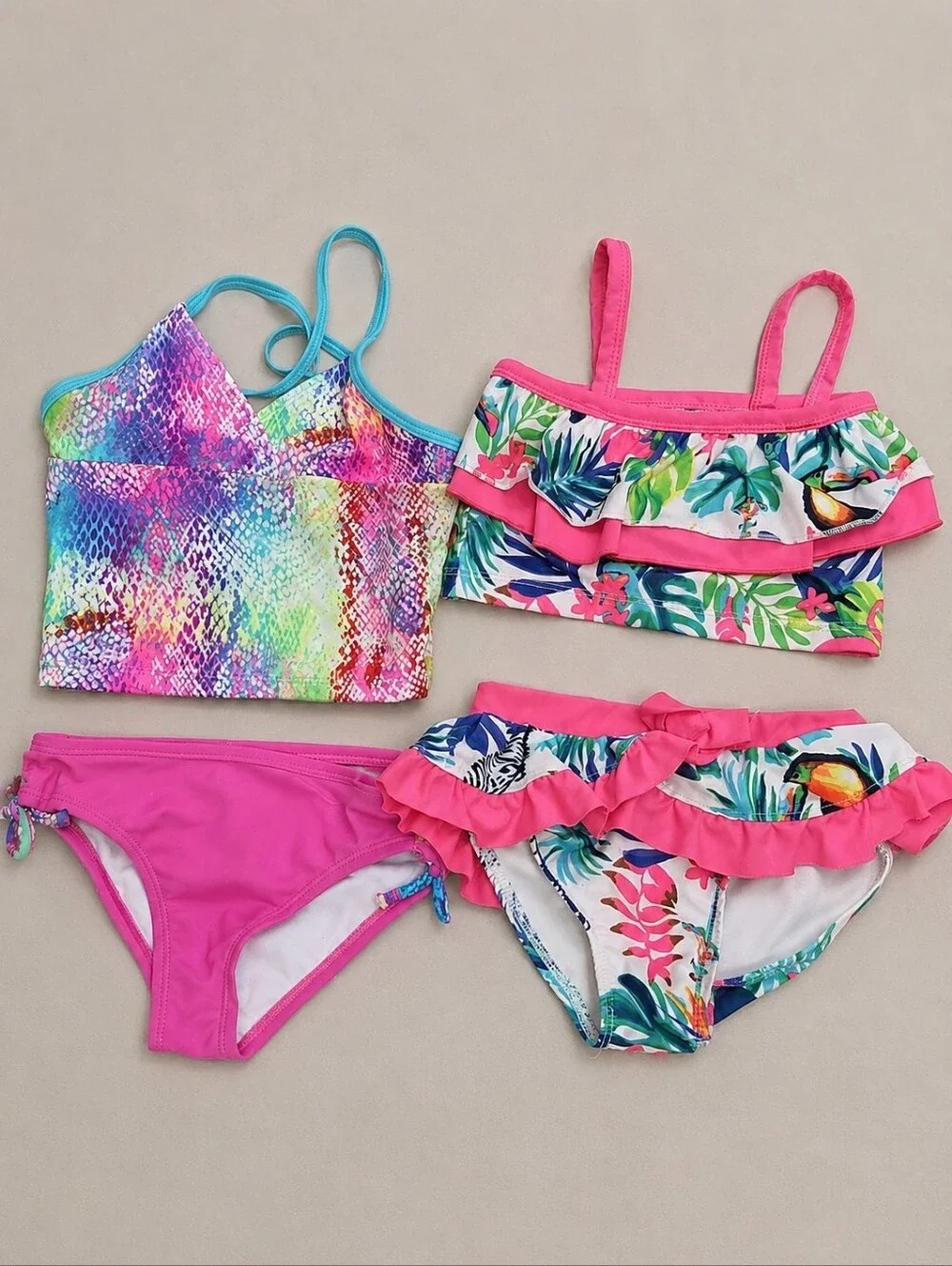 Girls Swimsuit Lot Size 3T/4 Lily & Dan 1989 Place & Angel Beach